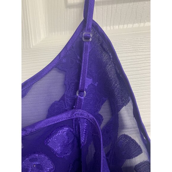 Morgan Taylor Purple Sheer Floral Slip Dress Size S Midi - Picture 5 of 6